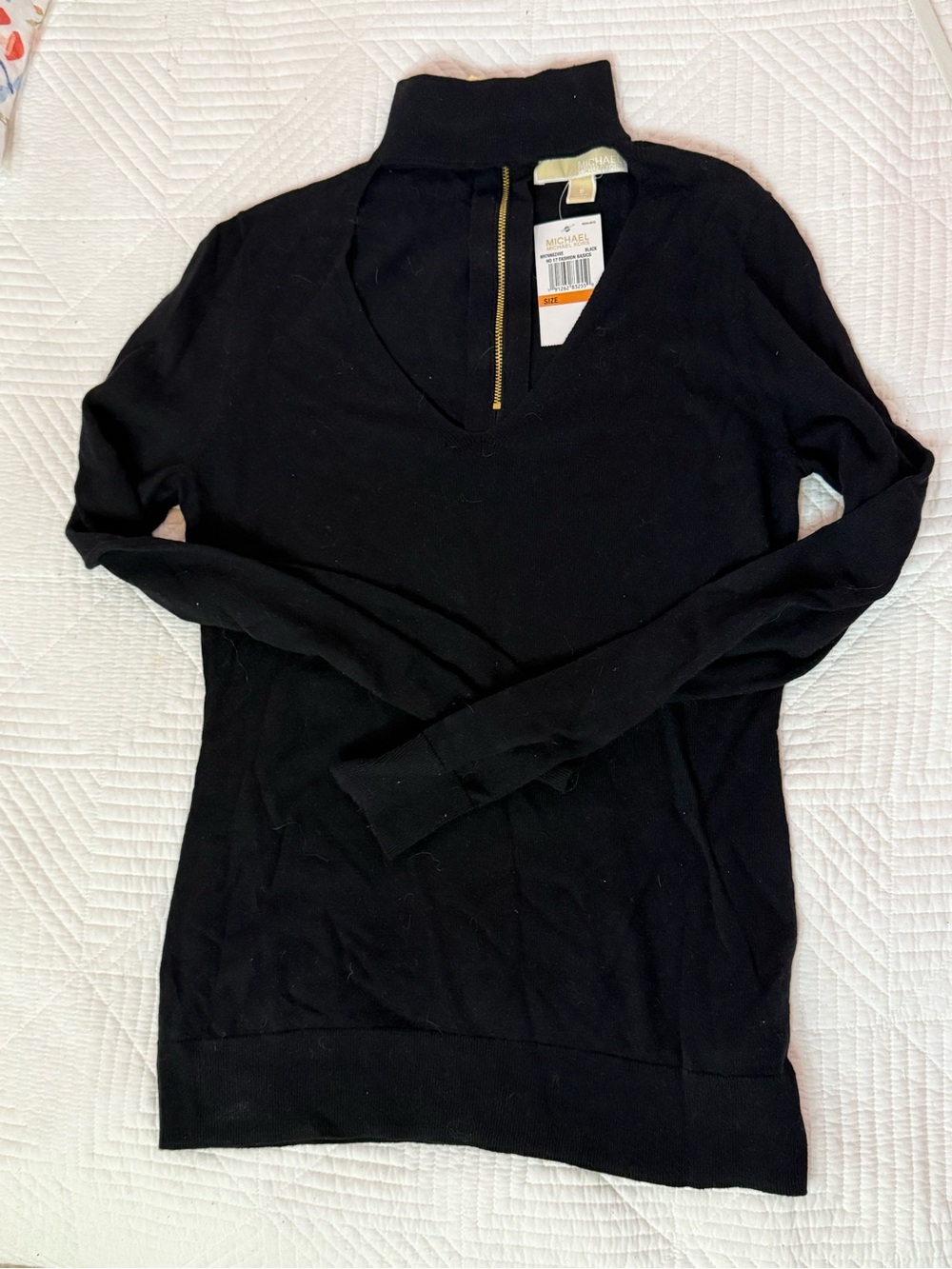 Michael Kors Black Long-Sleeve Zip-Front Sweater